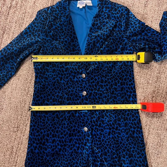 Jacket-Blue leopard velvet feel, rare,  funky, DG2, Diane Gilman, fits 6/8 - Picture 12 of 12